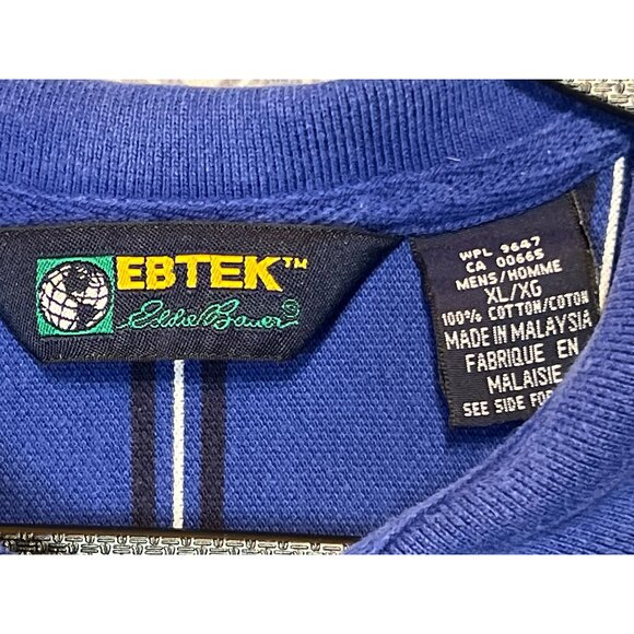 Eddie Bauer Golf Polo Shirt XL Blue Striped Short Sleeve Mens Shirt - Picture 8 of 10